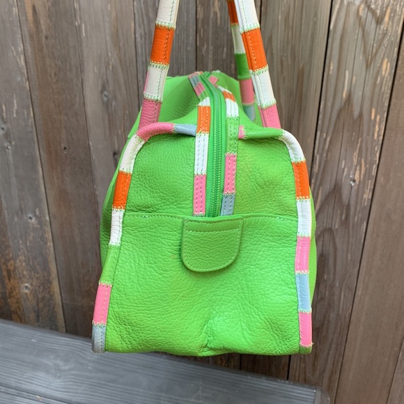 CHI handbag designed by Falchi in spring green with pink/white accents straps - Picture 4 of 8